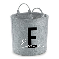Speelgoedmand met naam| Lichtgrijs