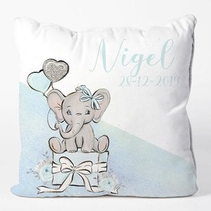 Glitz4kids Geboorte kussen | Olifant blauw