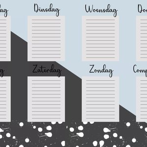 Weekplanner whiteboard sticker | Blauw met grijs