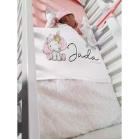 Babydeken met naam | Olifant met veren