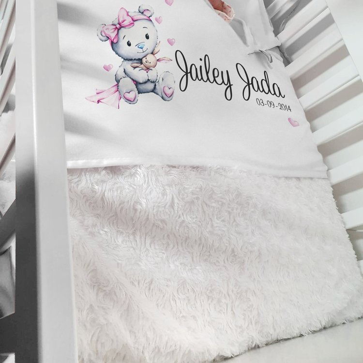 Glitz4kids Babydeken met naam | Glitz bear roze