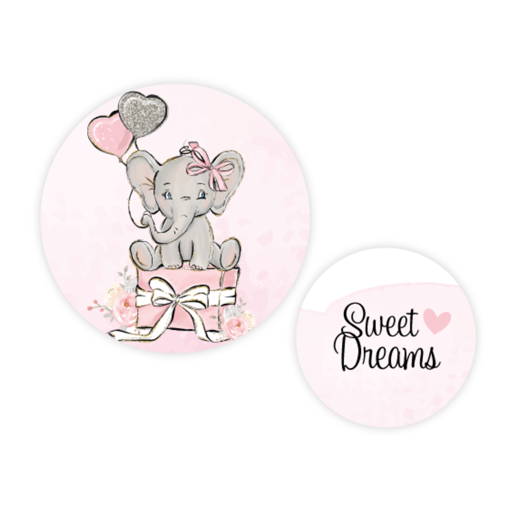 Glitz4kids Muurcirkel set 2 stuks | Olifant roze