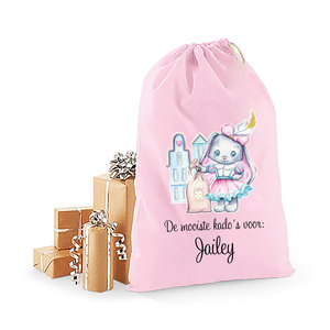 Glitz4kids Roze sinterklaas zak met naam - Bunny