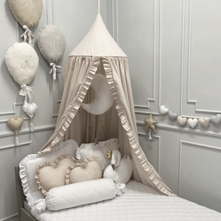 Glitz4kids Beige klamboe met ruffles