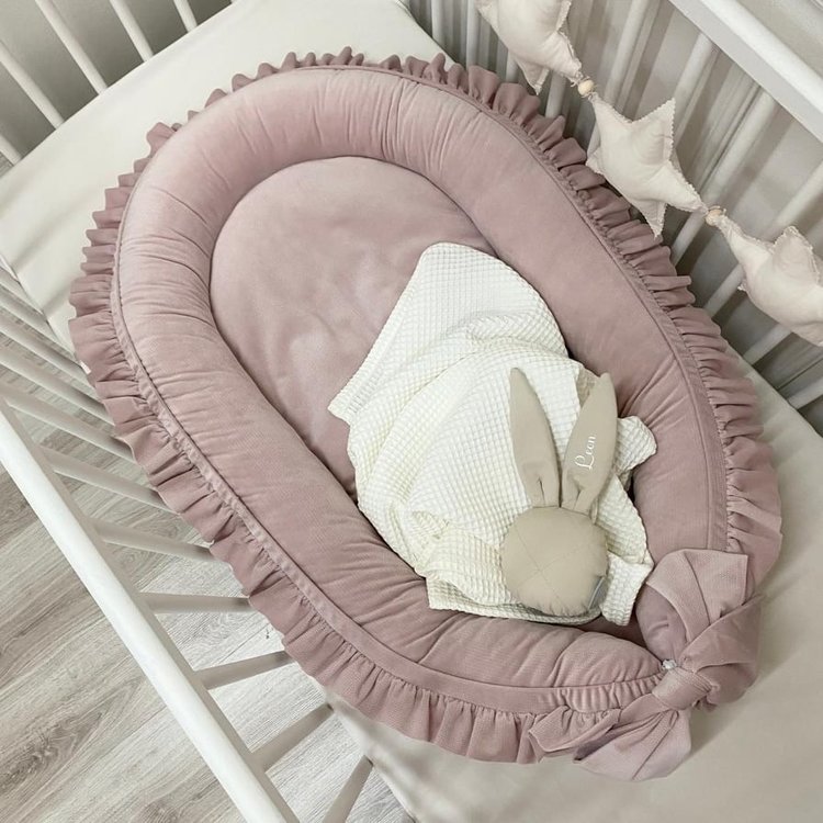 Glitz4kids Baby nestje - Velvet luxury poeder roze
