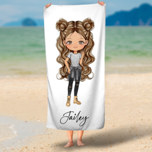 Glitz4kids Strandlaken  Dolly Brunette| Met naam