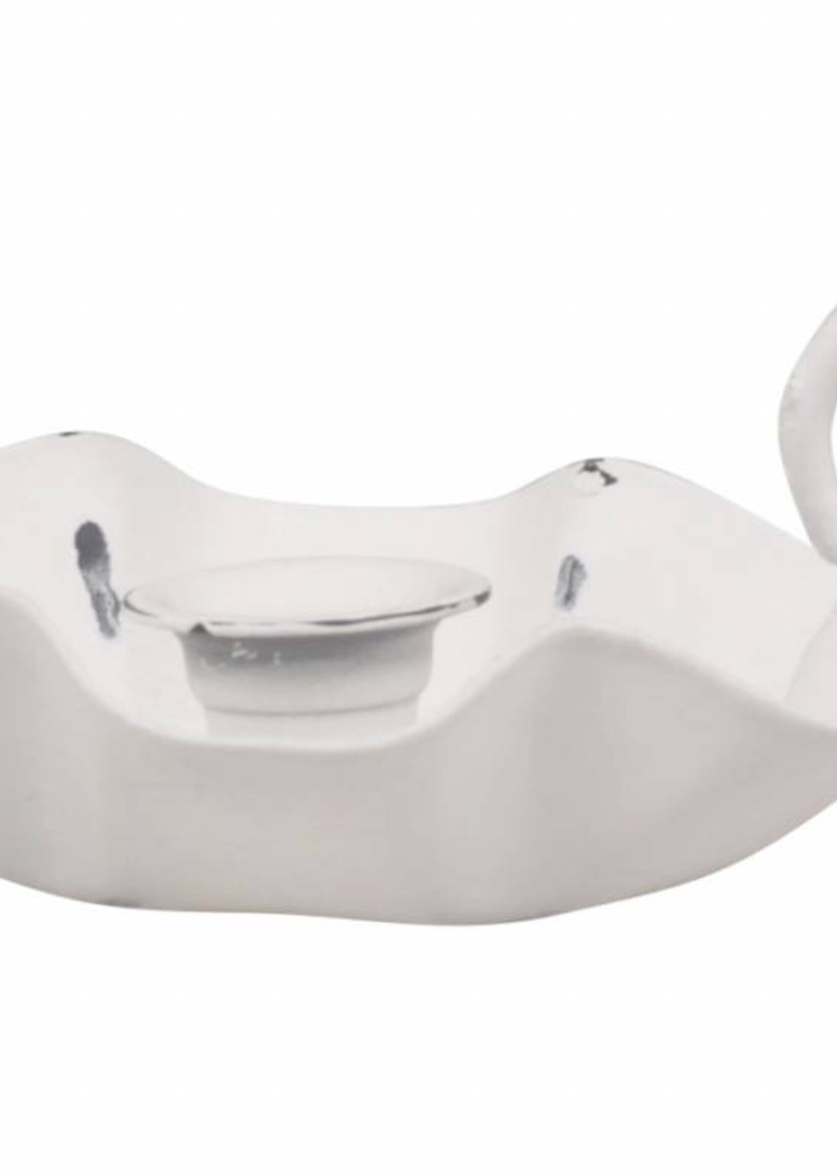 Chic Antique Kerzenhalter Shabby Chic - Rund - Antique Weiss - klein