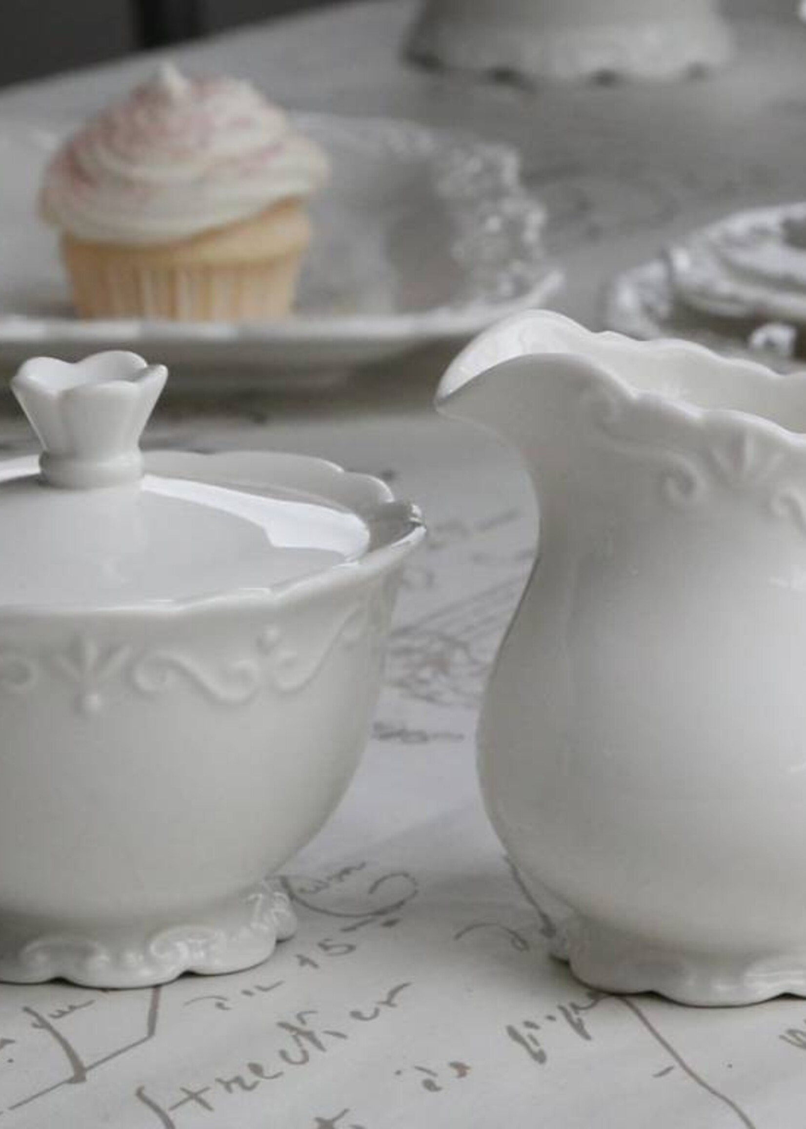 Chic Antique Zuckerdose mit Deckel Provence - 100% Porzellan