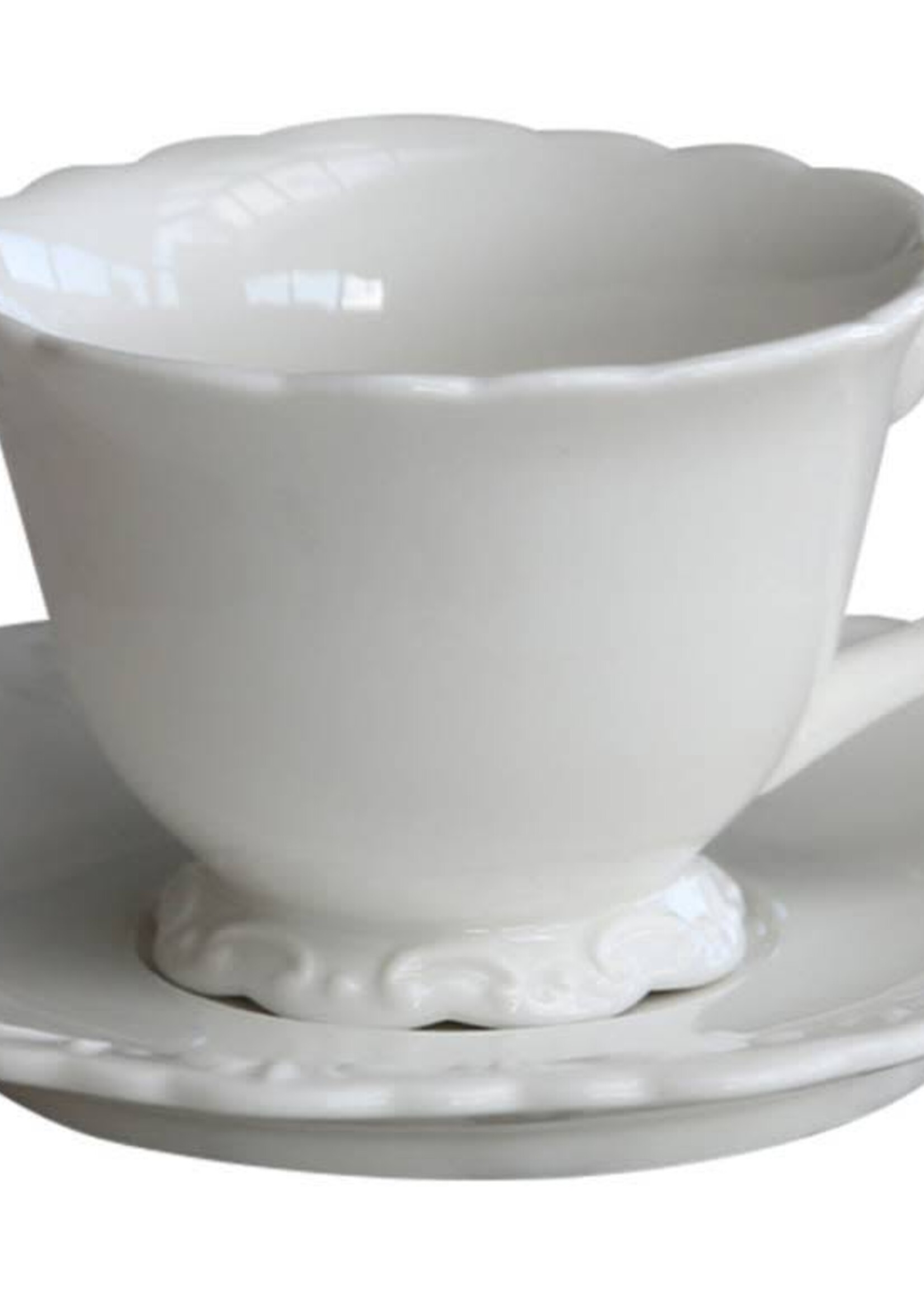 Chic Antique Kaffeetasse mit Unterteller Provence - Porzellan Weiss