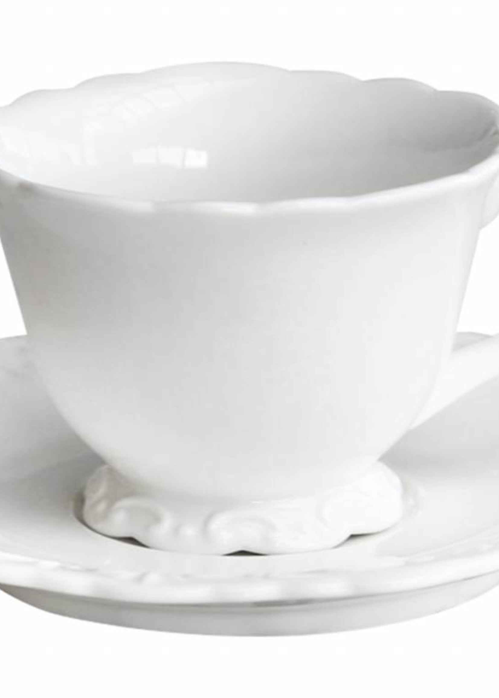 Chic Antique Kaffeetasse mit Unterteller Provence - Porzellan Weiss
