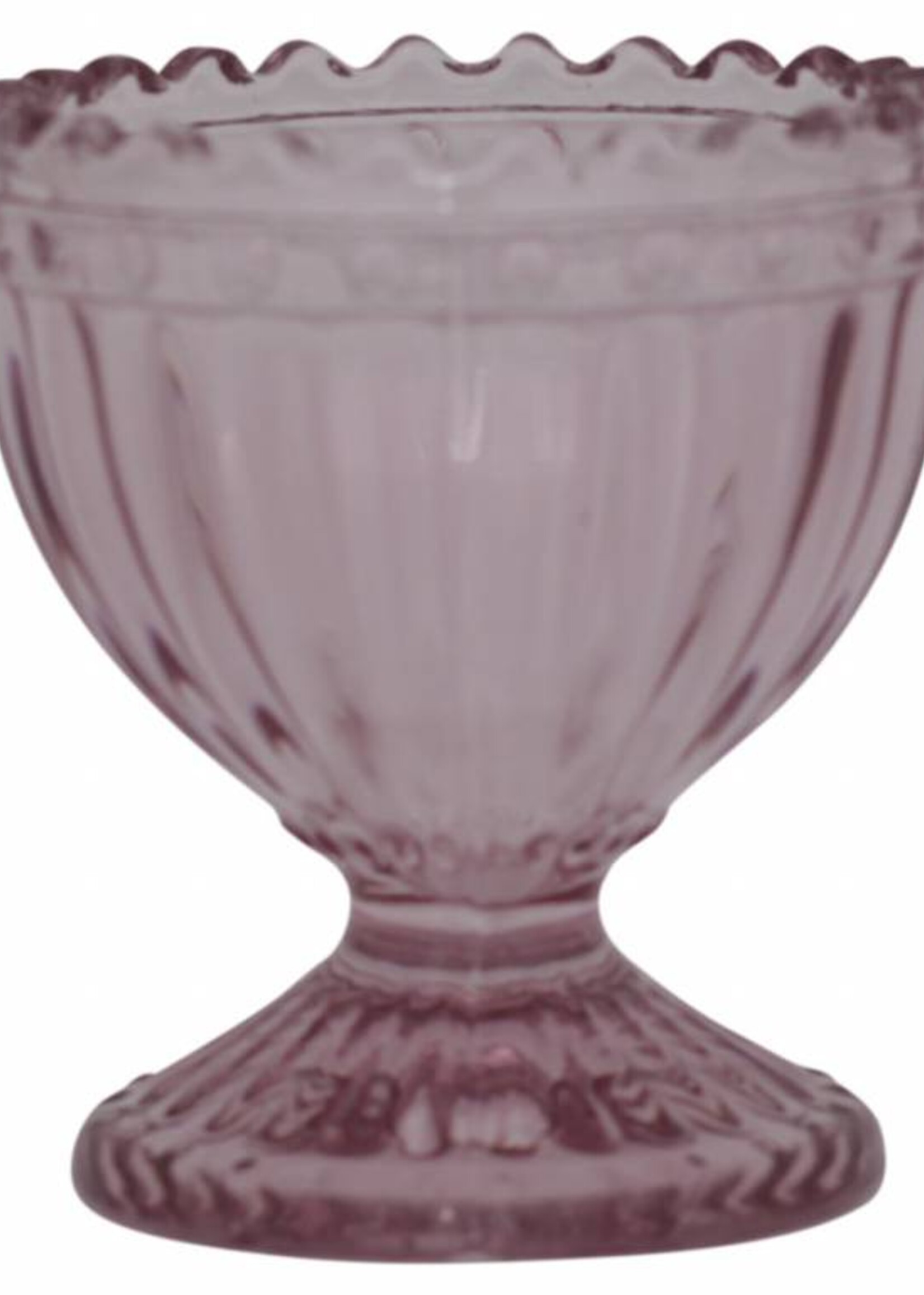 Chic Antique Eierbecher aus Glas mit Perlenkante - Rosa