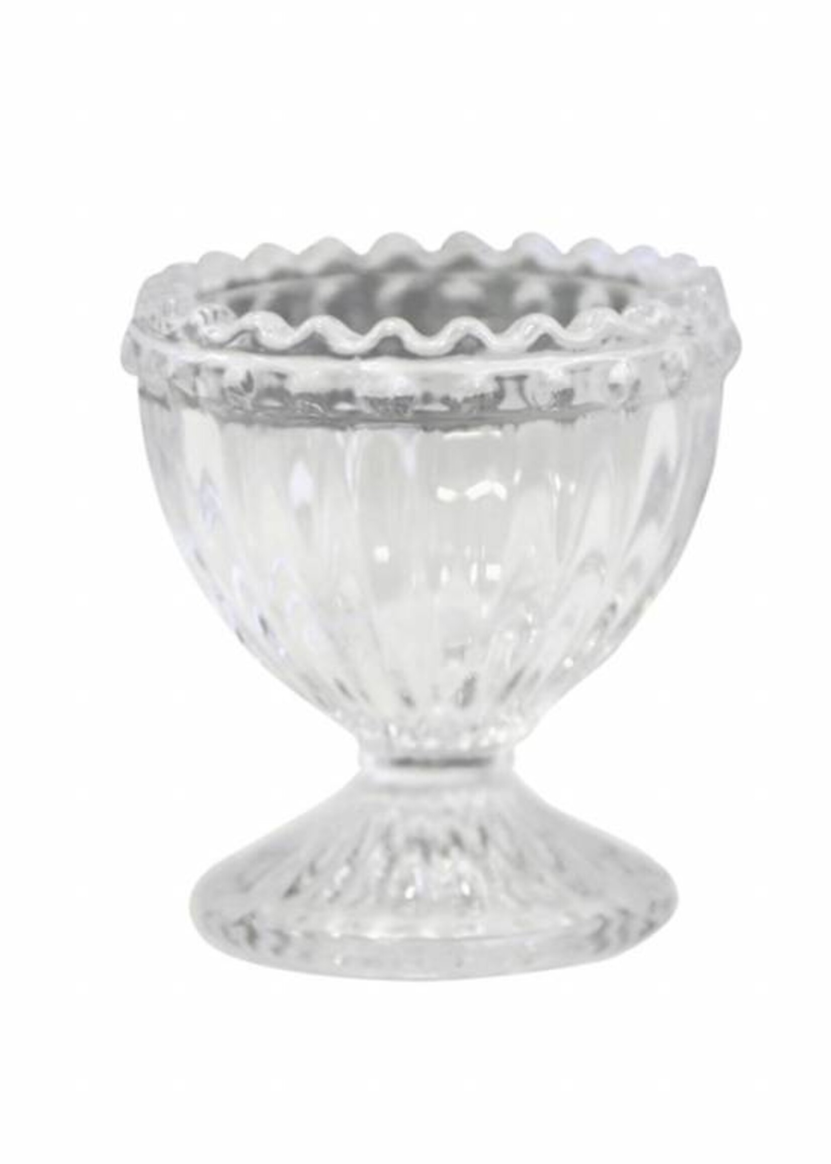 Chic Antique Eierbecher aus Glas mit Perlenkante - Weiss