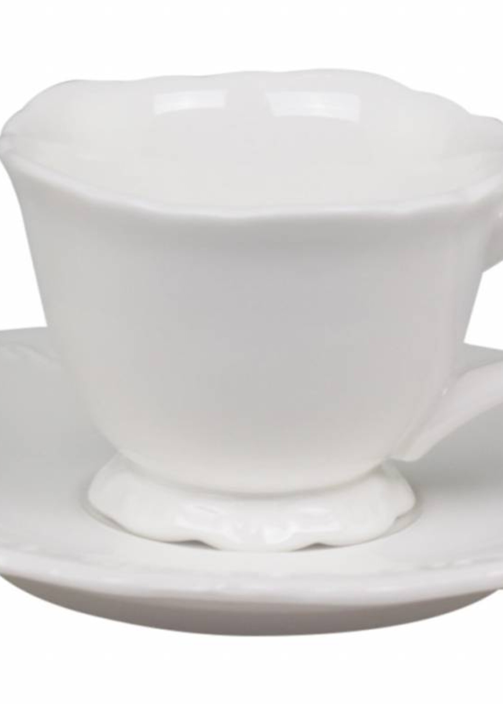 Chic Antique Espresso Tasse mit Unterteller Provence - Porzellan weiss