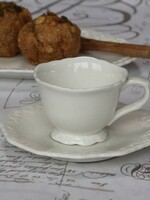 Chic Antique Espresso Tasse mit Unterteller Provence - Porzellan weiss