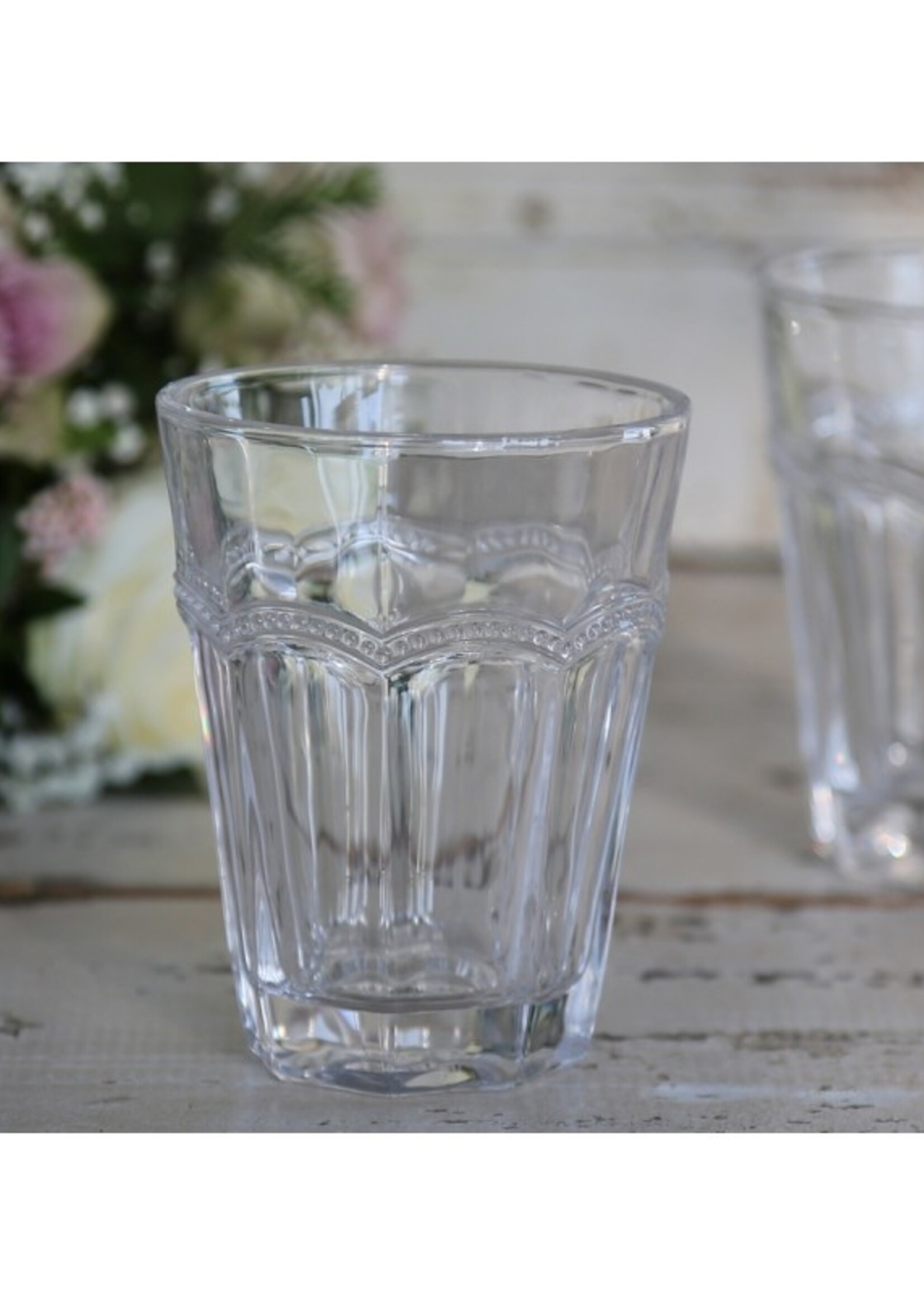 Chic Antique Trinkglas Antoinette mit Perlenkante - H11 - transparent