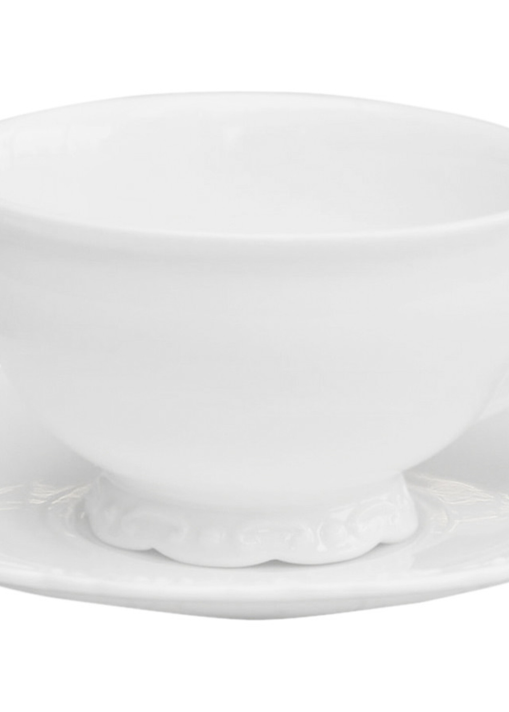 Chic Antique Grosse Tasse mit Unterteller Provence - Porzellan Weiss