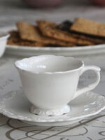 Chic Antique Kaffeetasse mit Unterteller Provence - Porzellan Weiss