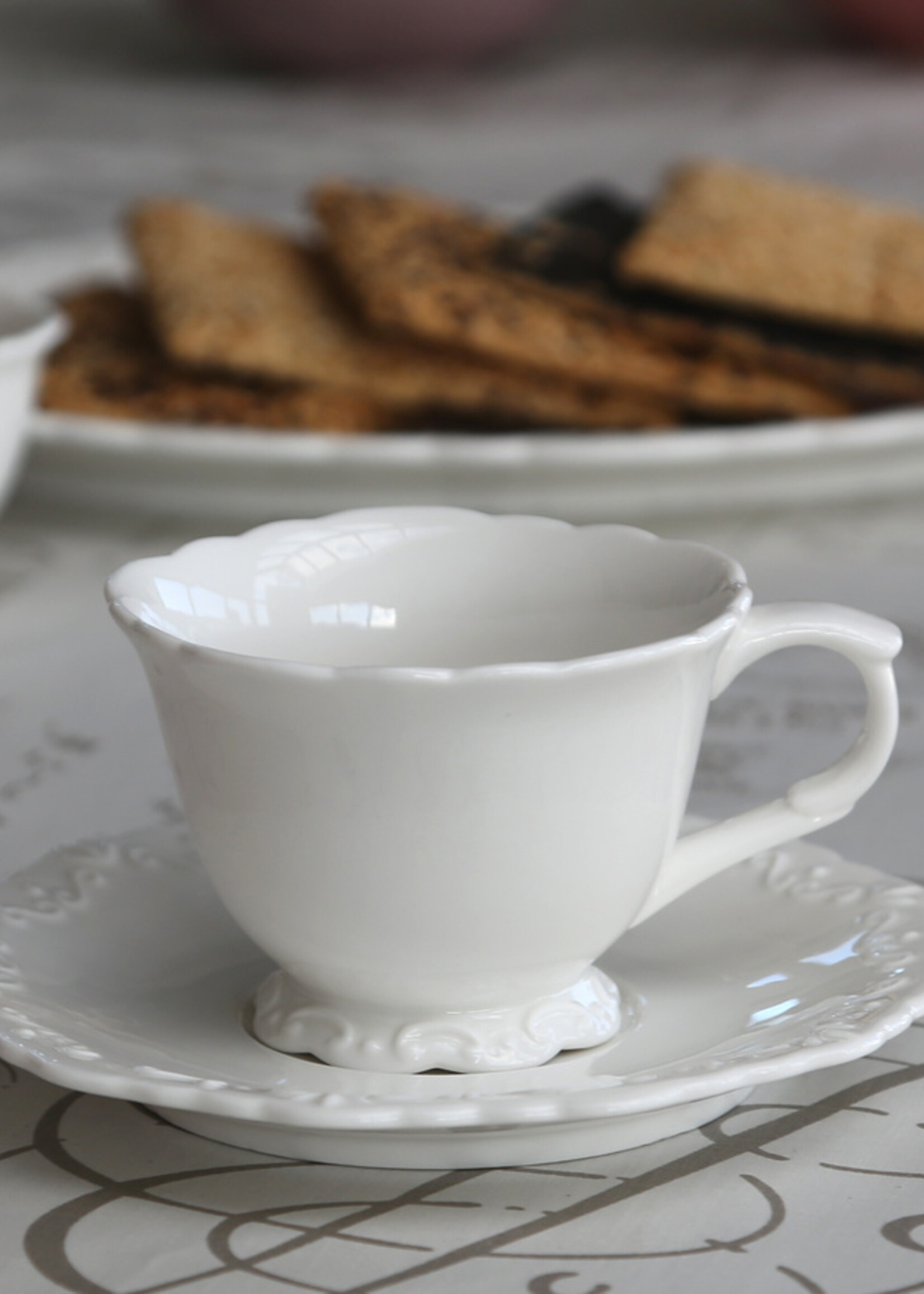 Chic Antique Kaffeetasse mit Unterteller Provence - Porzellan Weiss