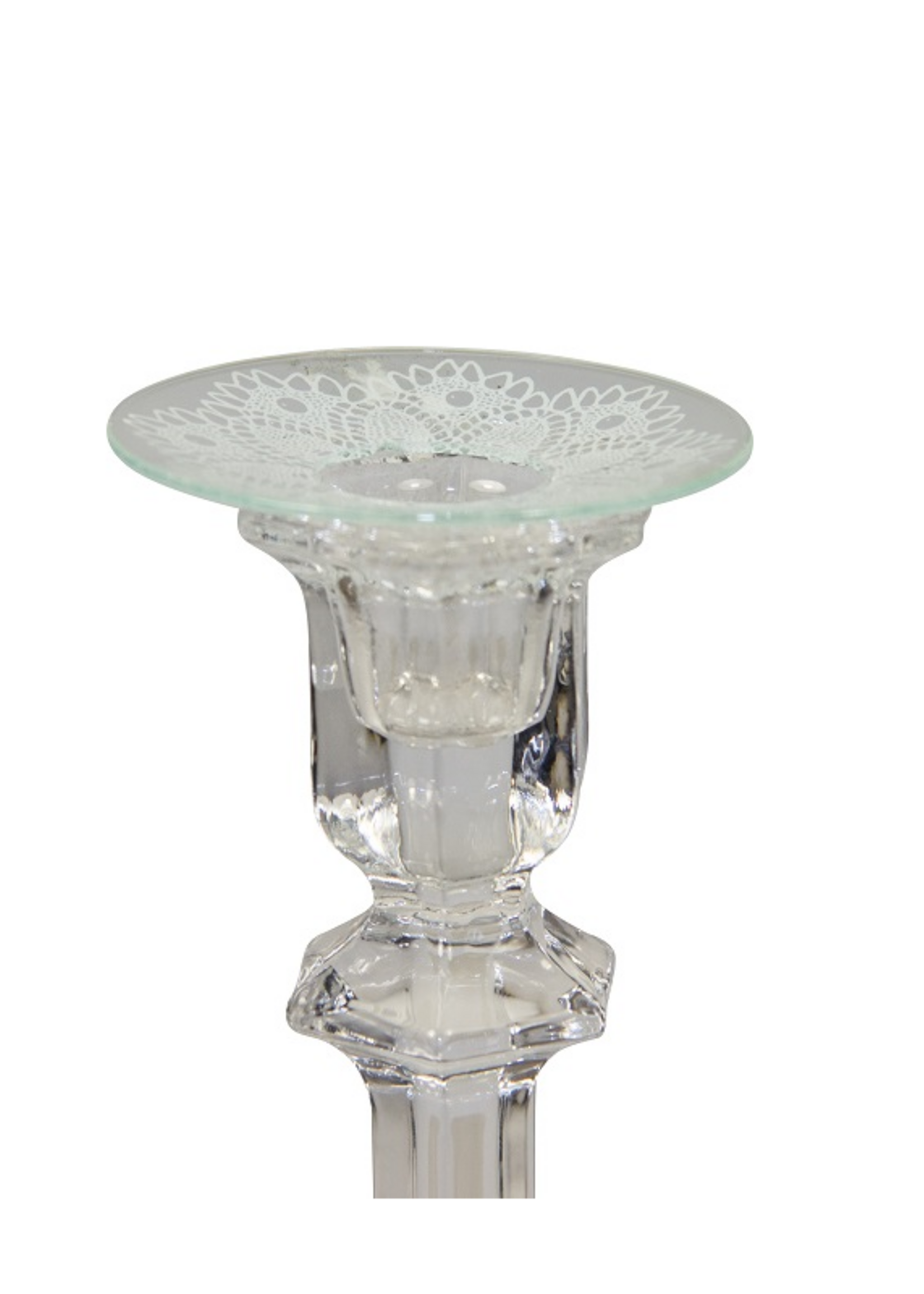 Kerzenmanschette aus Glas - mit Spitze - 7cm