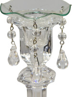 Kerzenmanschette aus Glas - gewellt mit 3 Kristallen lang