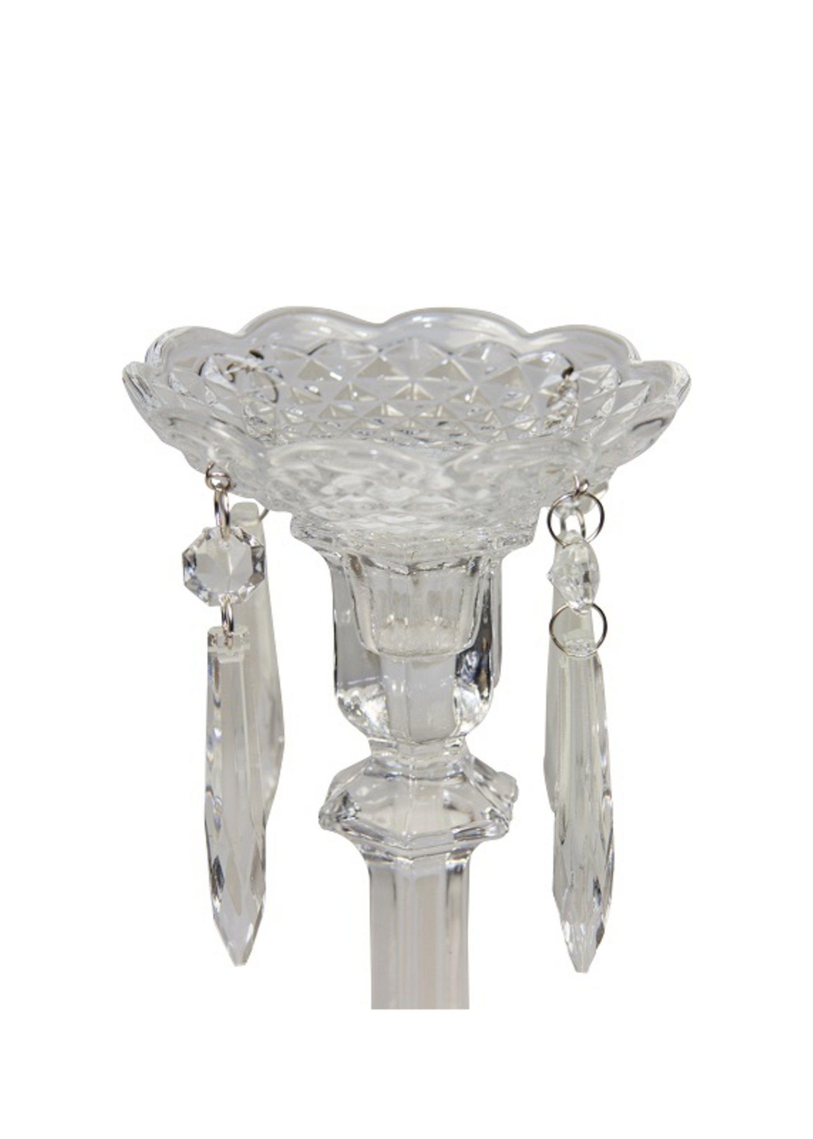 Kerzenmanschette aus Glas mit 4 Kristallen - 10 cm