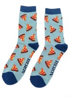 Lustige Bambus Socken - "Pizza" Hellblau (40-45)