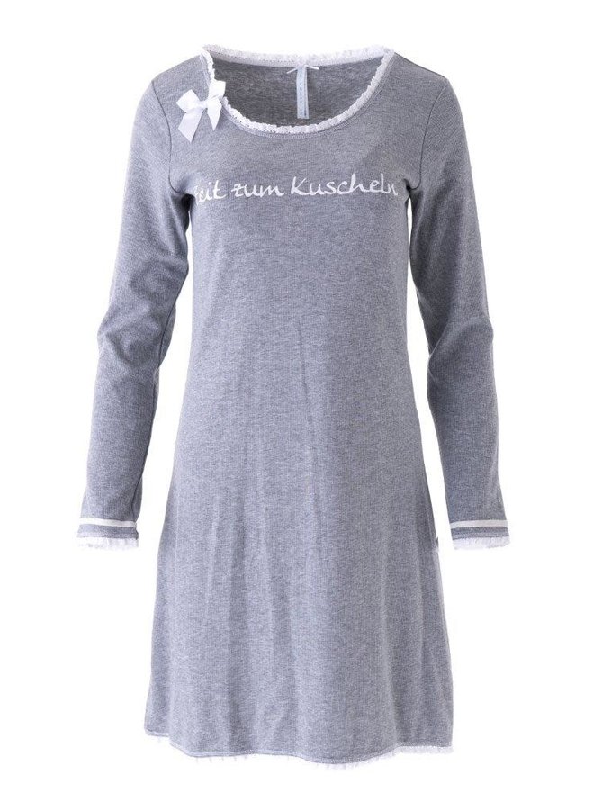 Nachthemd Damen Rippe "Zeit zum Kuscheln", grau