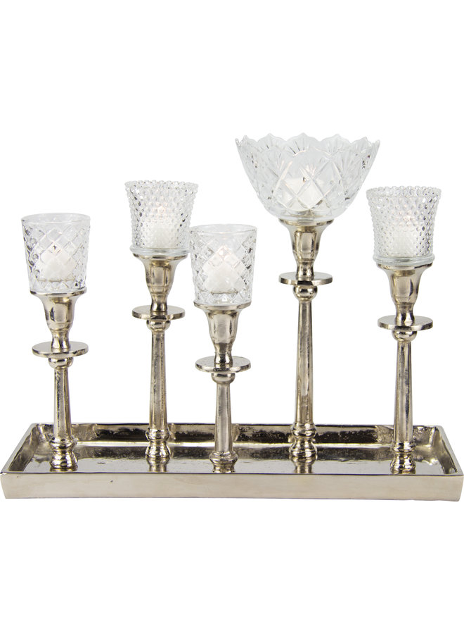 Kerzenständer für 5 Kerzen - Antik-Silber