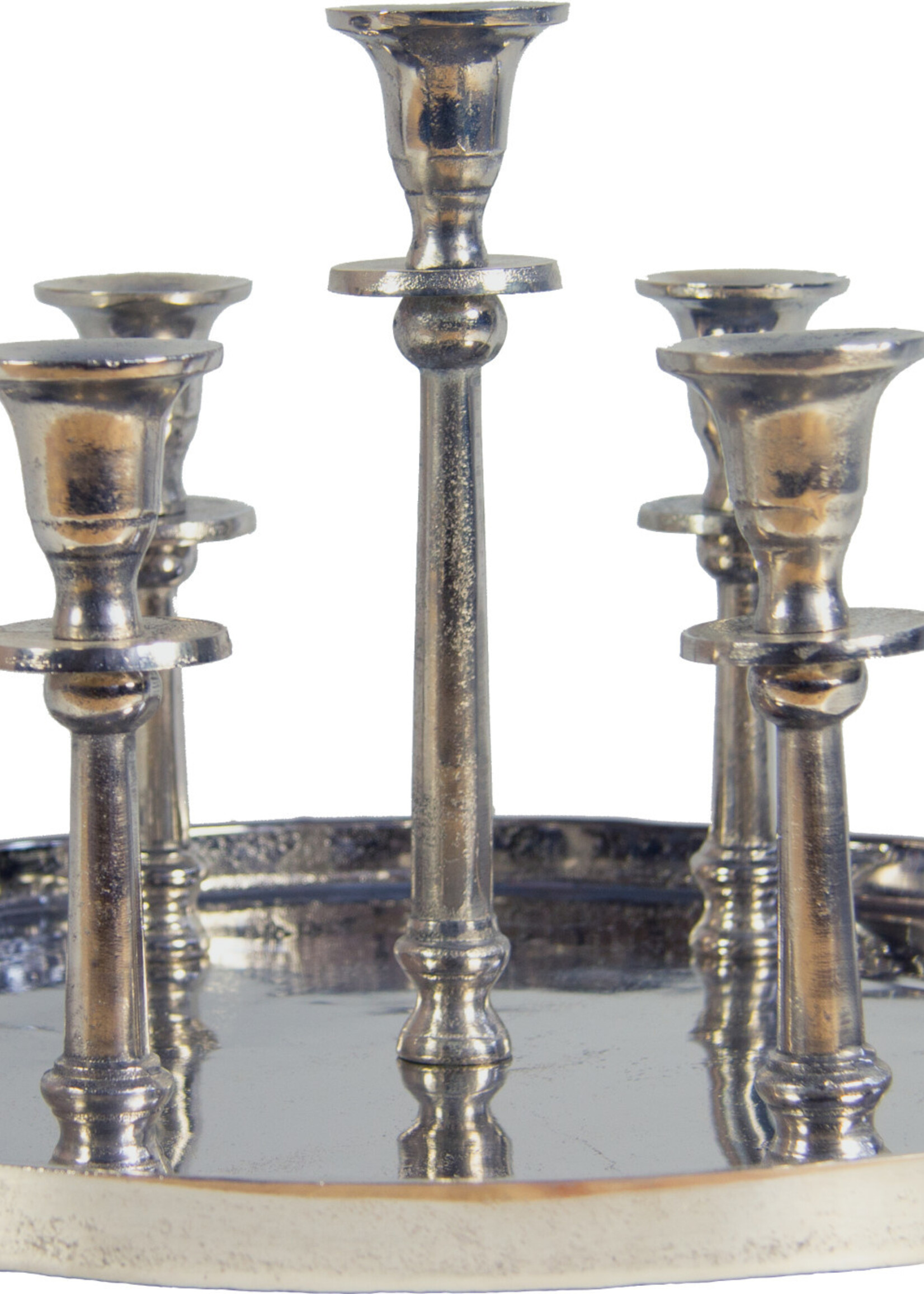 Kerzenständer für 7 Kerzen RUND - Antik-Silber