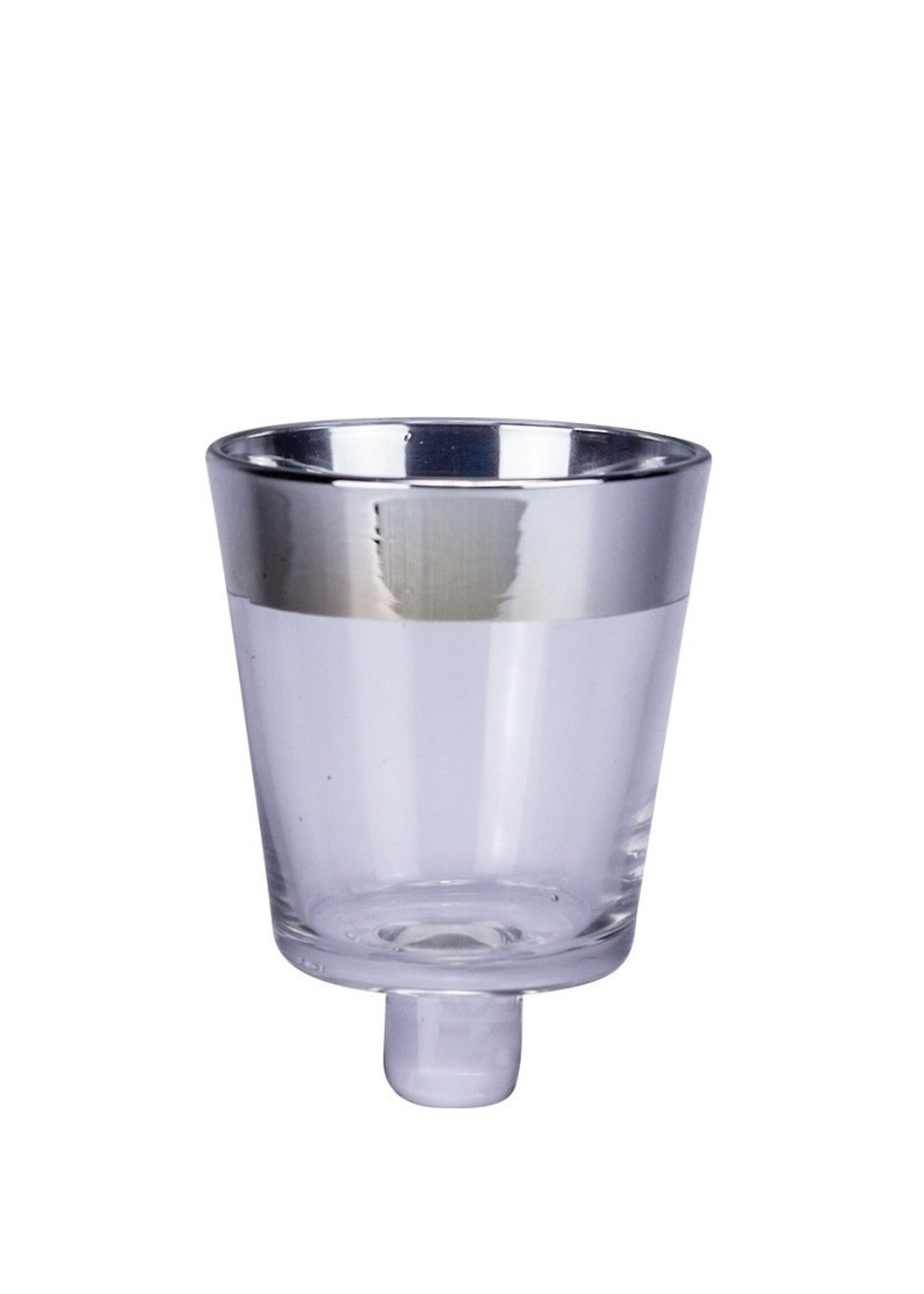 Teelicht Aufsatzglas mit Platinrand - Höhe 7 cm