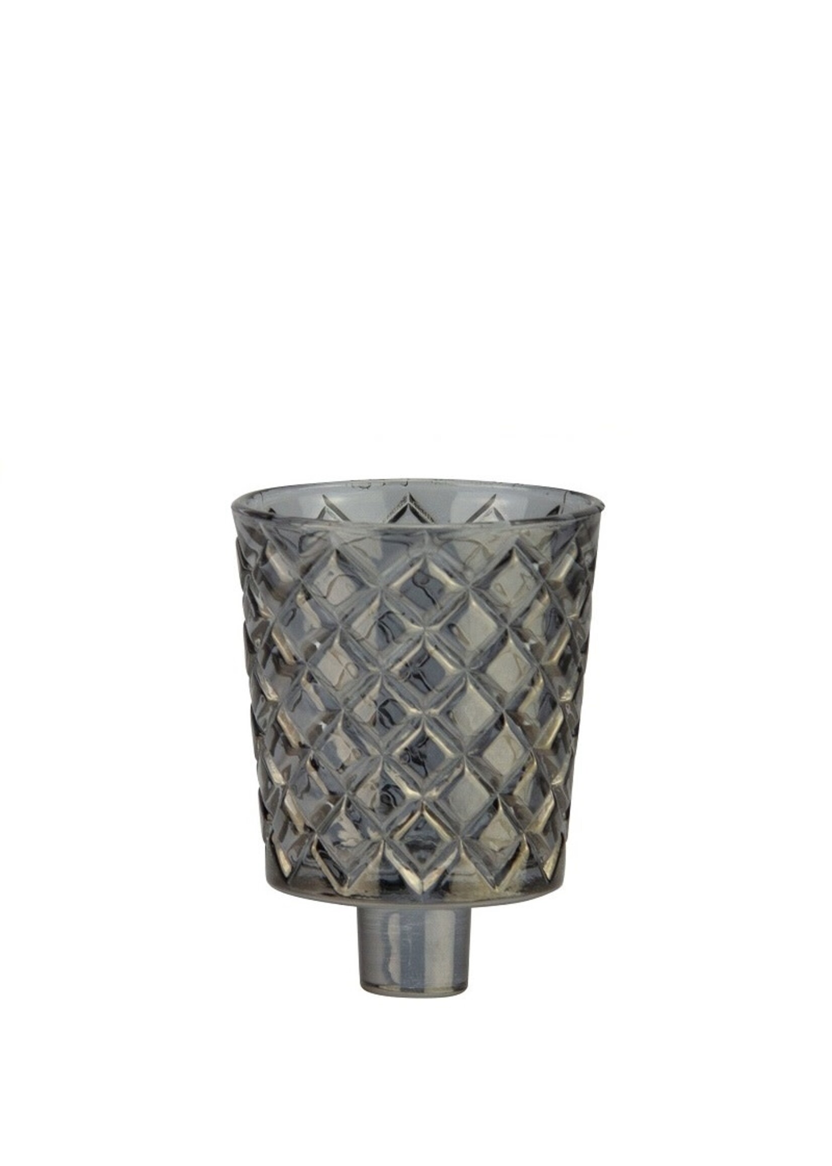 Teelicht Aufsatzglas Cross - Smoke - Höhe 6.5 cm