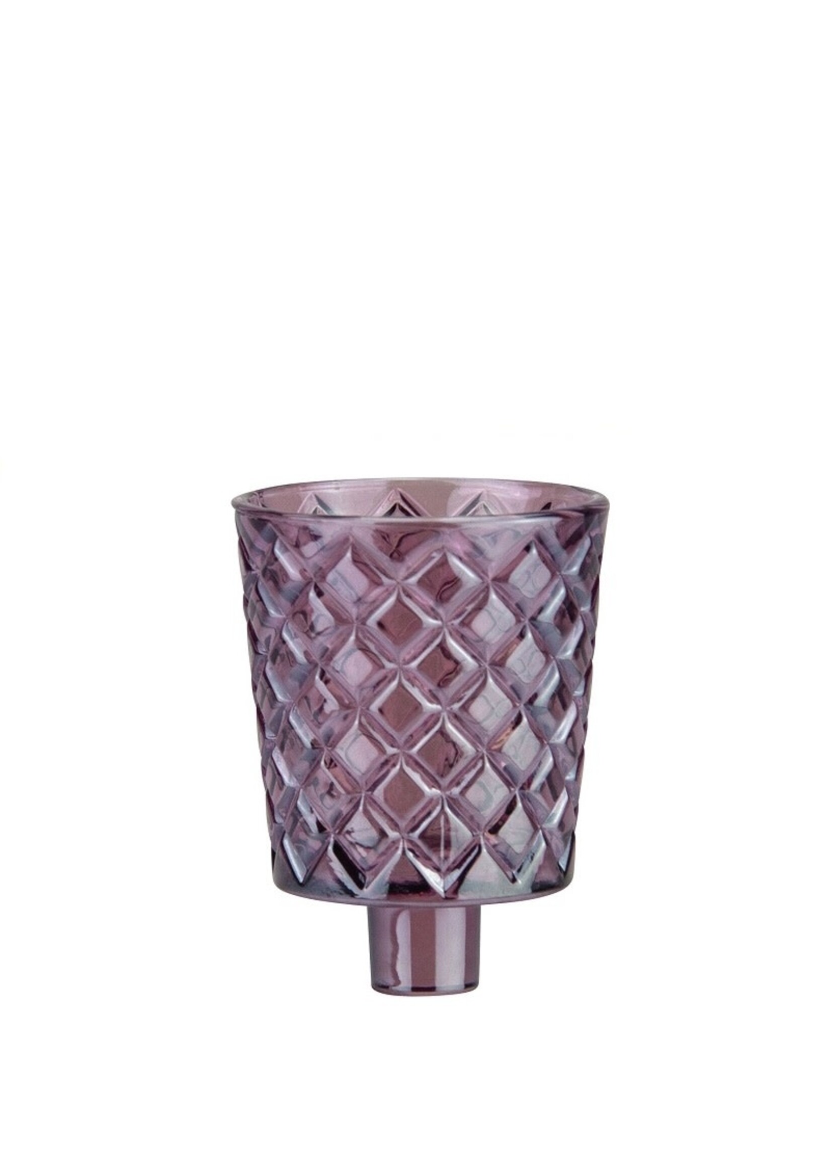 Teelicht Aufsatzglas Cross - Lila - Höhe 6.5 cm