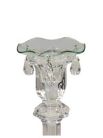 Kerzenmanschette aus Glas - gewellt mit 3 Kristallen - 8 cm