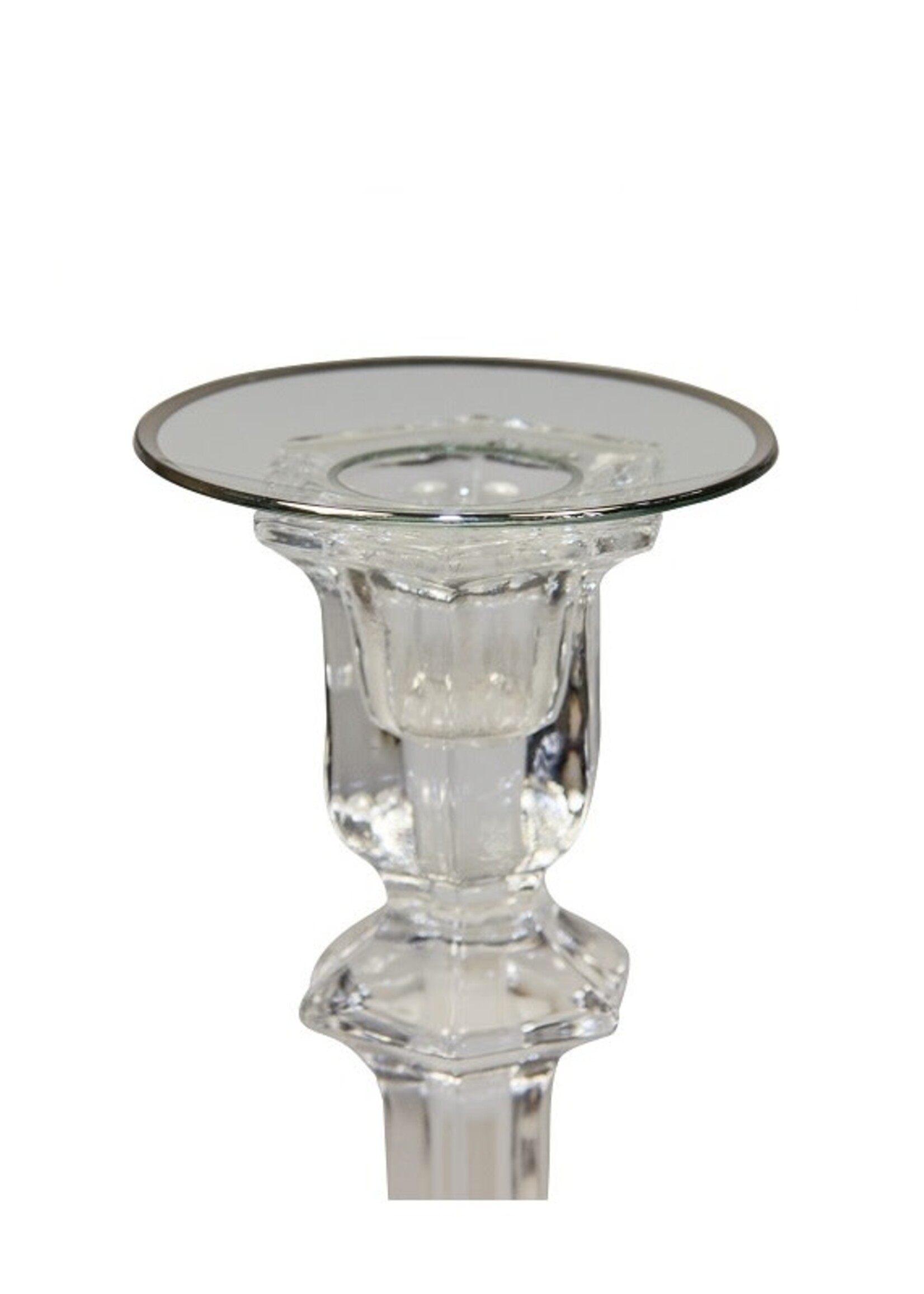 Kerzenmanschette aus Glas mit Silberrand - 7 cm