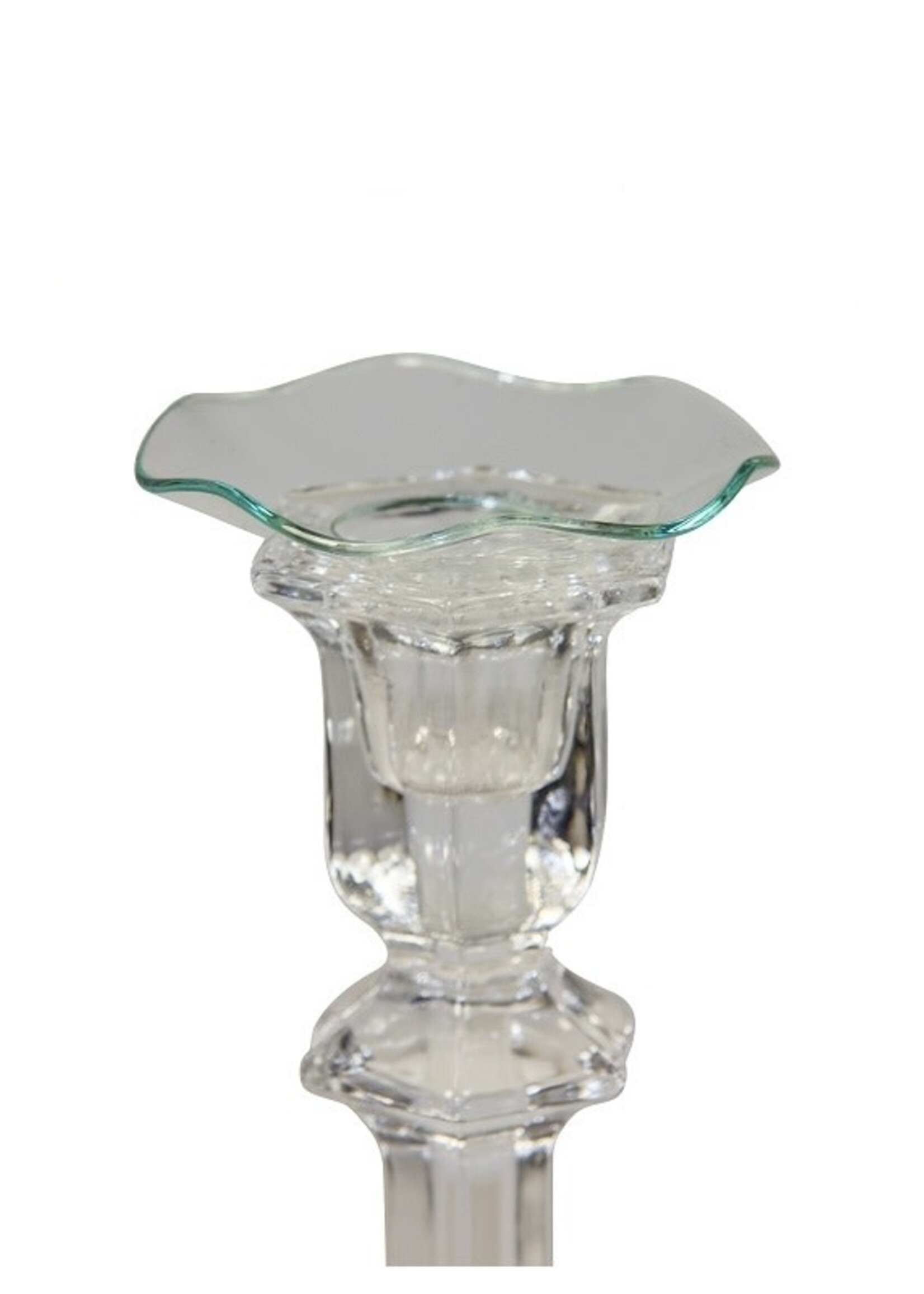 Kerzenmanschette aus Glas mit Wellenrand - 7 cm