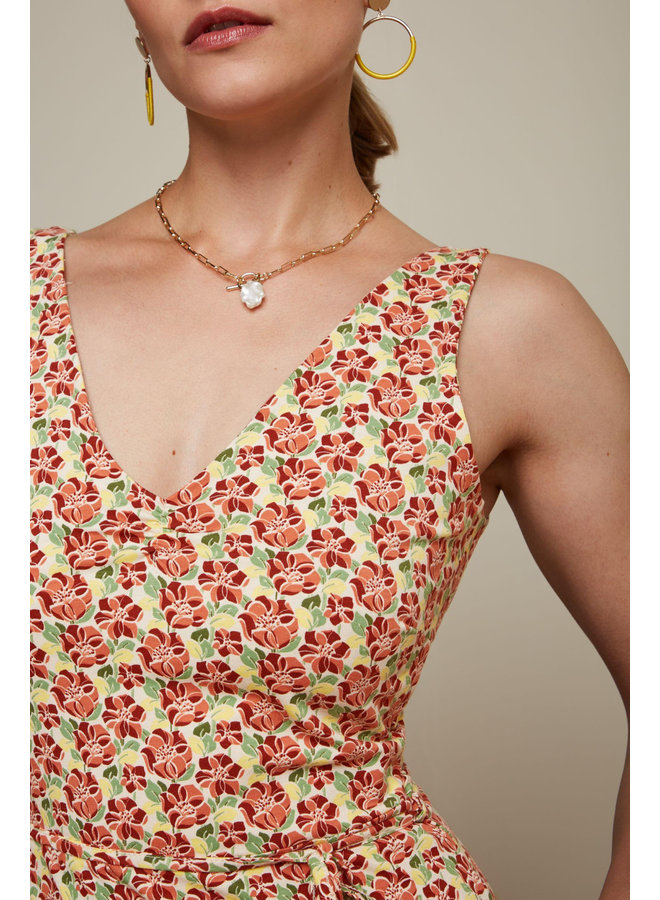 Kleid - Anna Midi Dress Miniata - Flame Orange