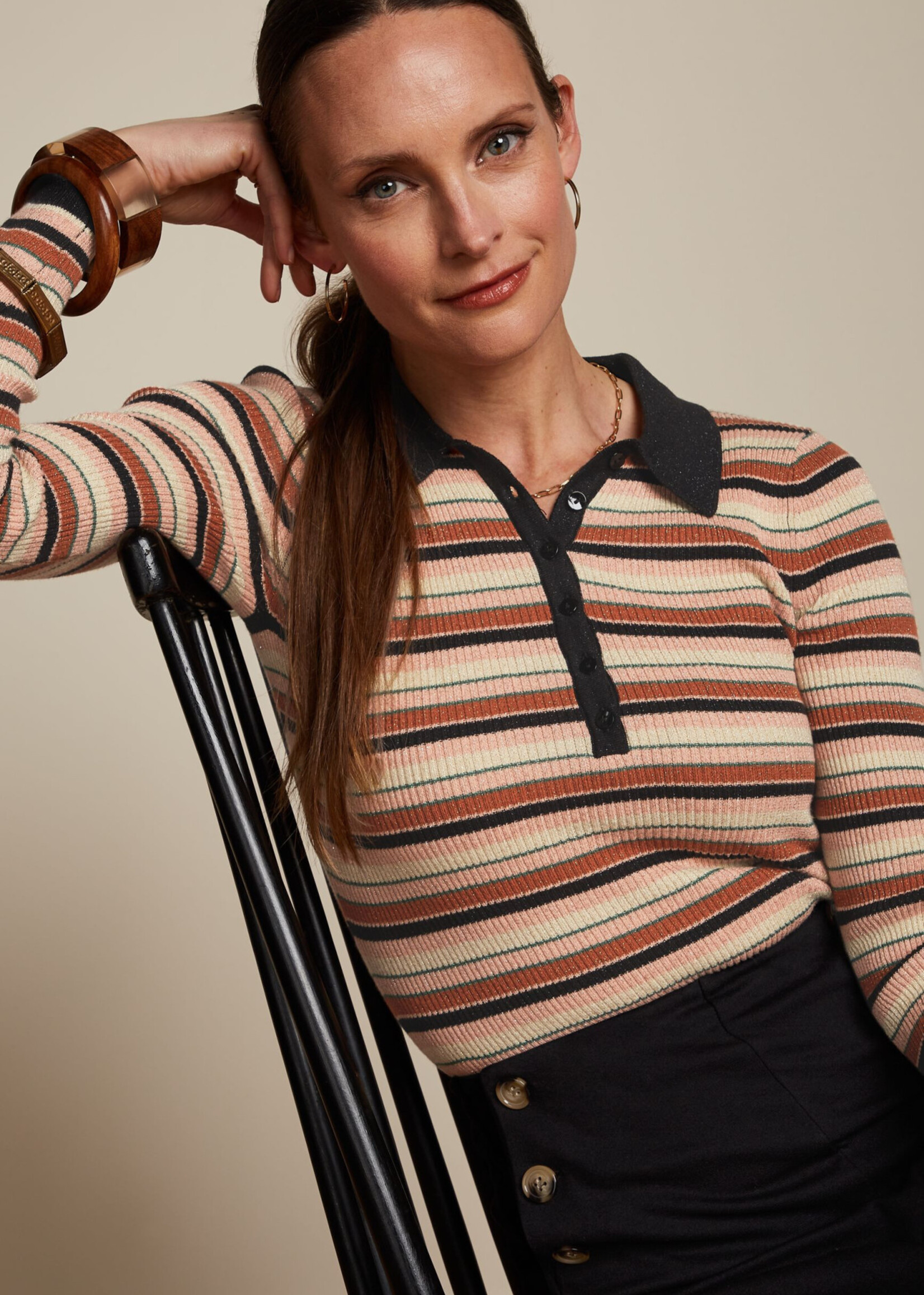 King Louie Polo-Shirt - Polo Rib Top Lapis Stripe - Black