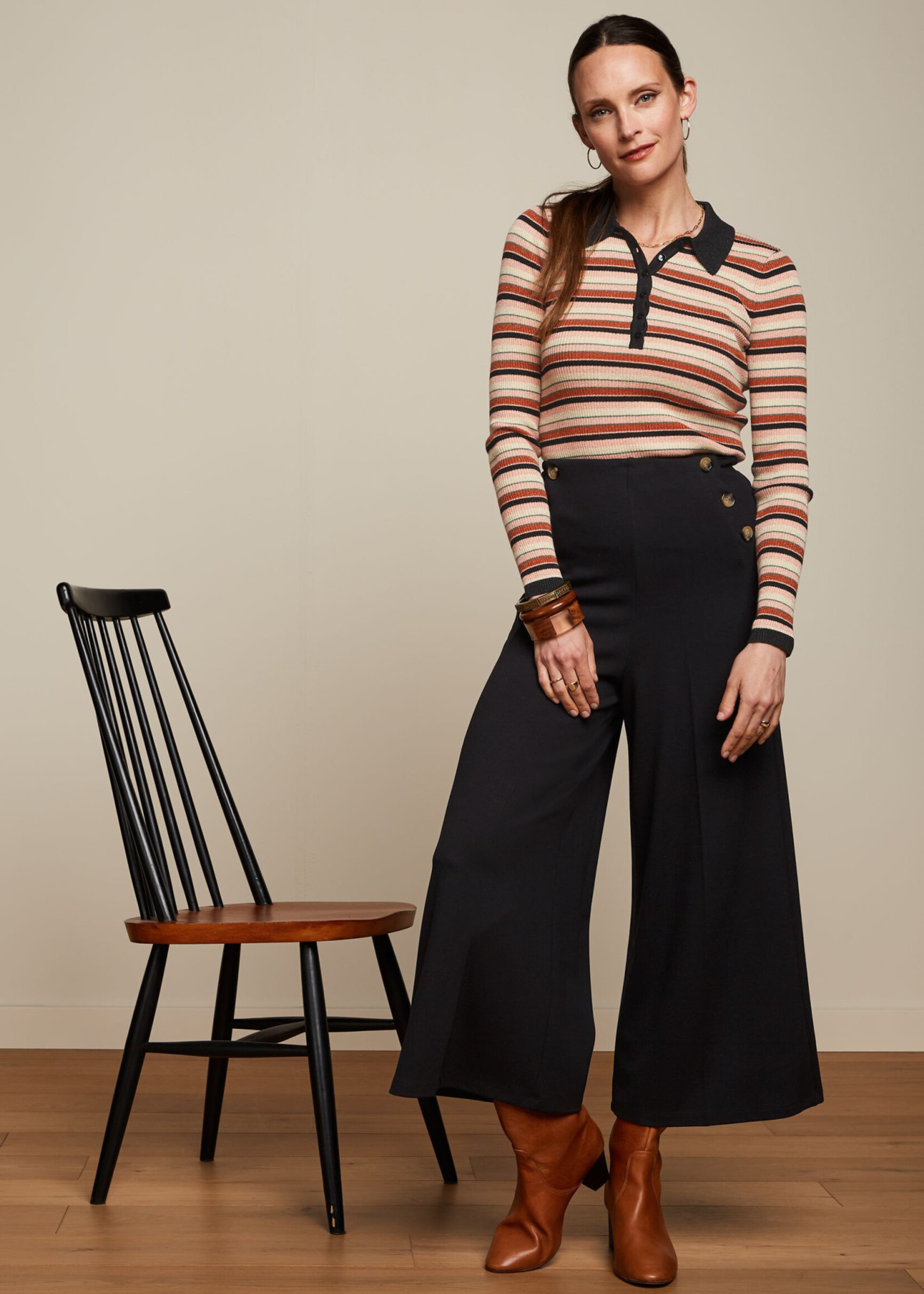 King Louie Polo-Shirt - Polo Rib Top Lapis Stripe - Black