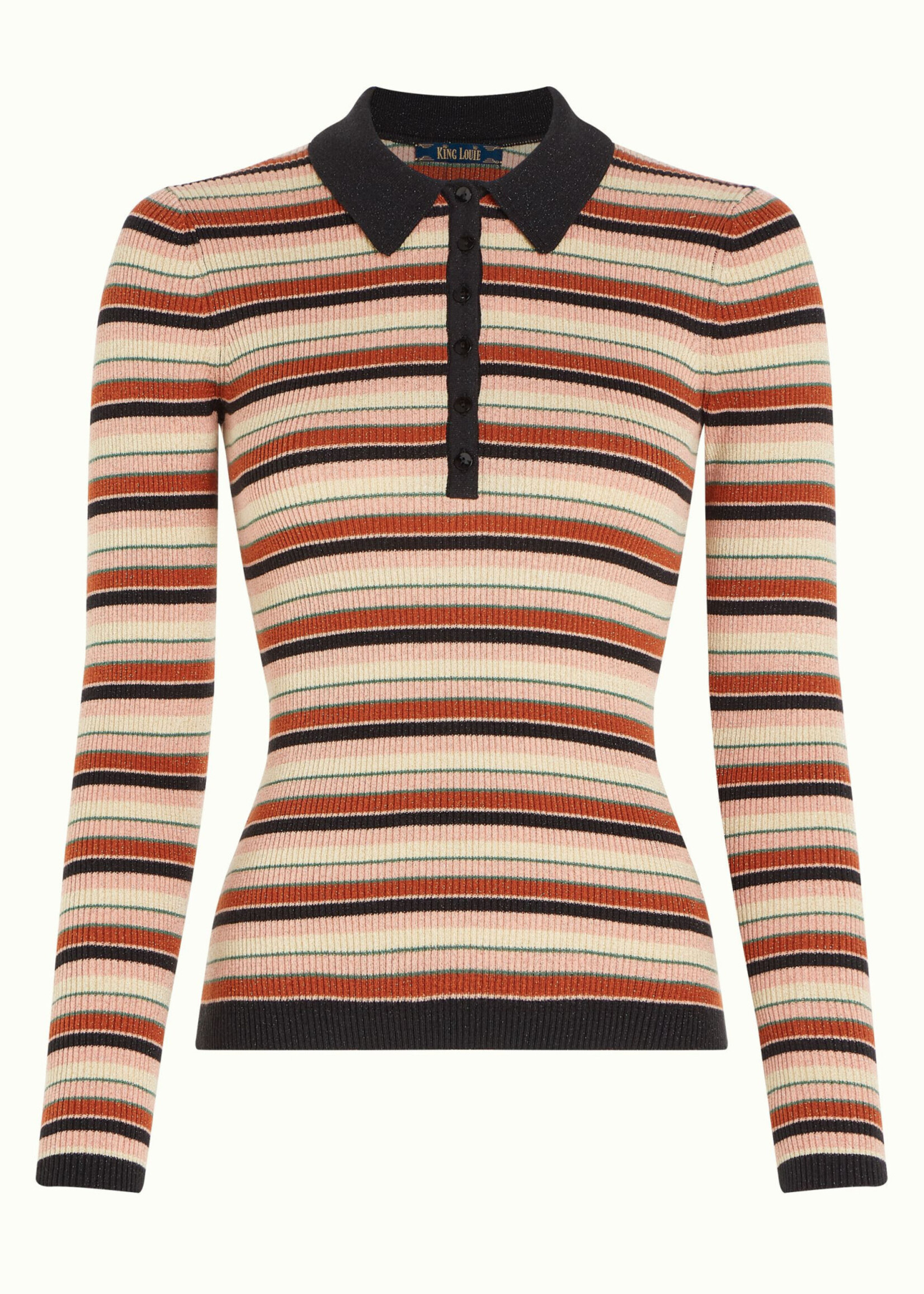 King Louie Polo-Shirt - Polo Rib Top Lapis Stripe - Black