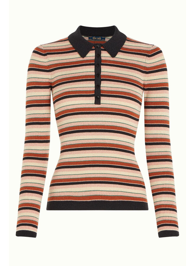 Polo-Shirt - Polo Rib Top Lapis Stripe - Black