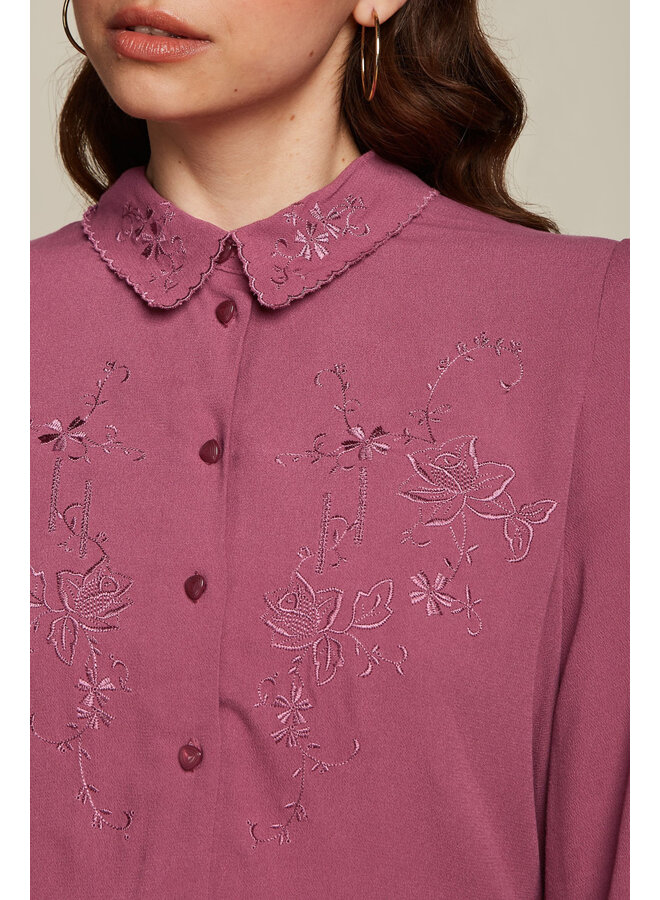 Bluse - Maisie Blouse Lyonne Embroidery -  Maroon Red