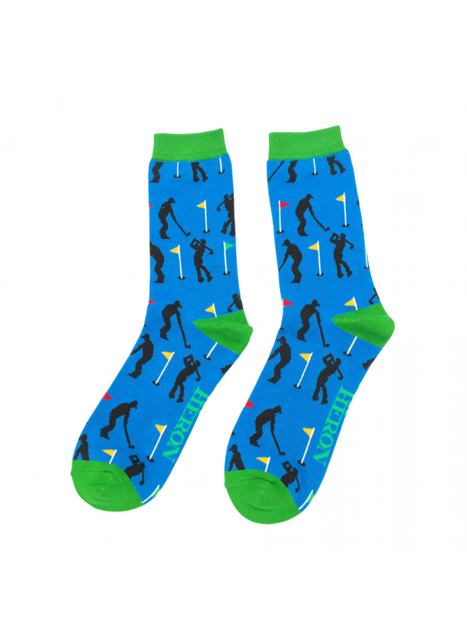 Lustige Bambus Socken - "Golfer" Blau (40-45)
