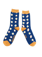 Lustige Bambus Socken - "Toast" Blau (40-45)