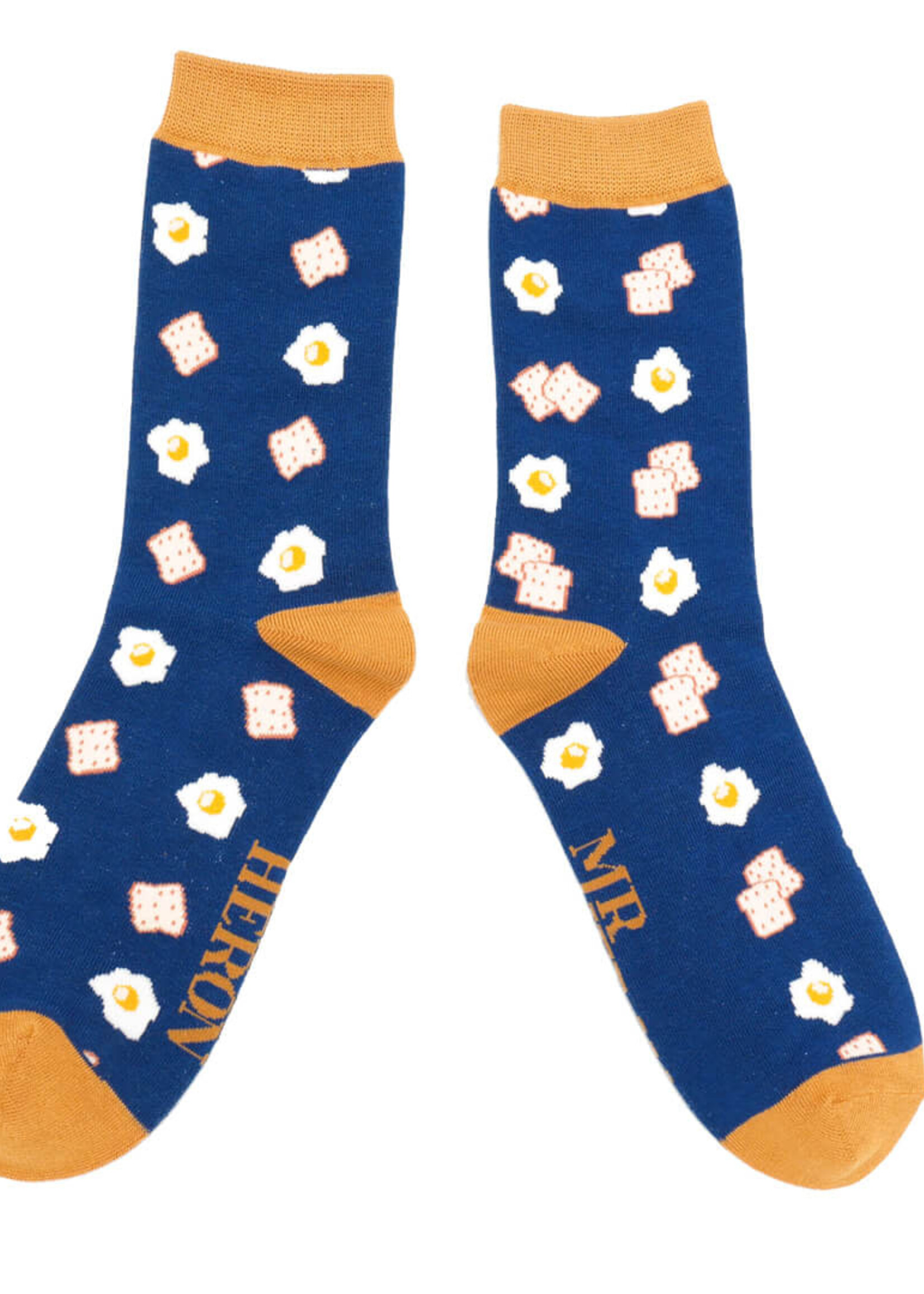 Lustige Bambus Socken - "Toast" Blau (40-45)