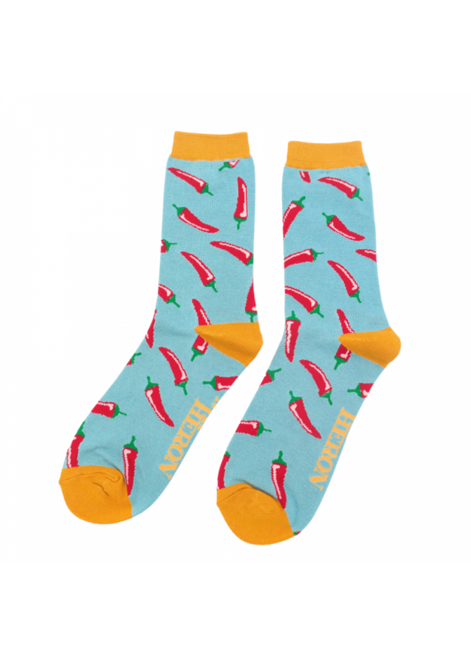 Lustige Bambus Socken - "Chilis" Hellblau (40-45)