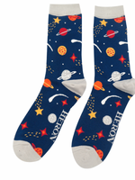 Lustige Bambus Socken - "Space" Blau (40-45)