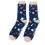 Lustige Bambus Socken - "Space" Blau (40-45)