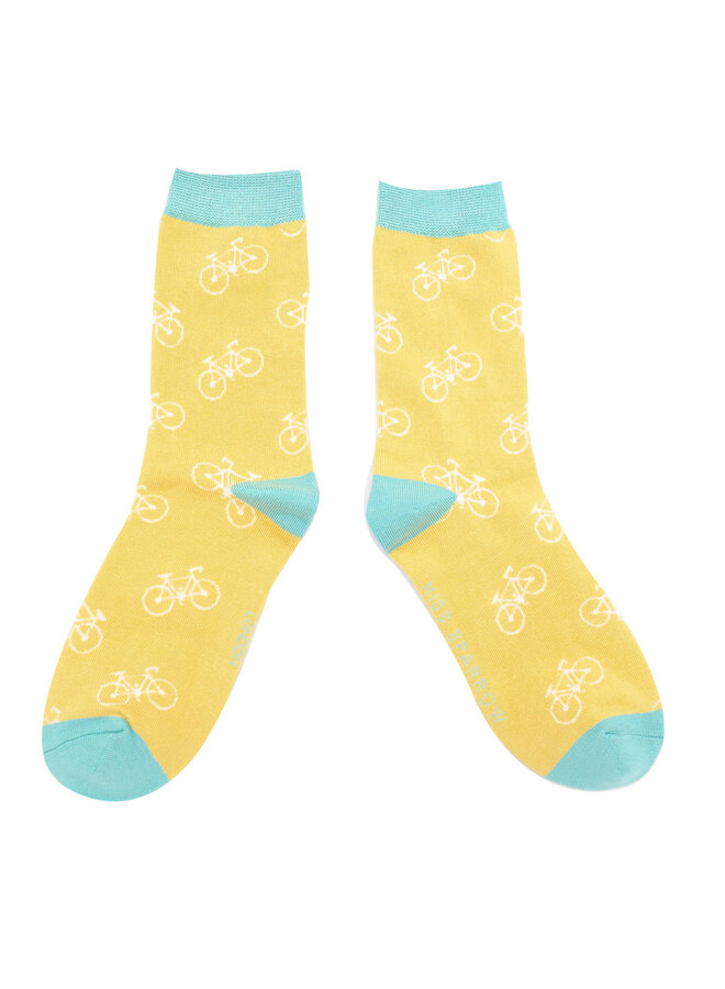 Lustige Bambus Socken - "Bikes" Gelb (37-41)