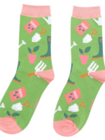 Lustige Bambus Socken - "Garten" Grün (37-41)