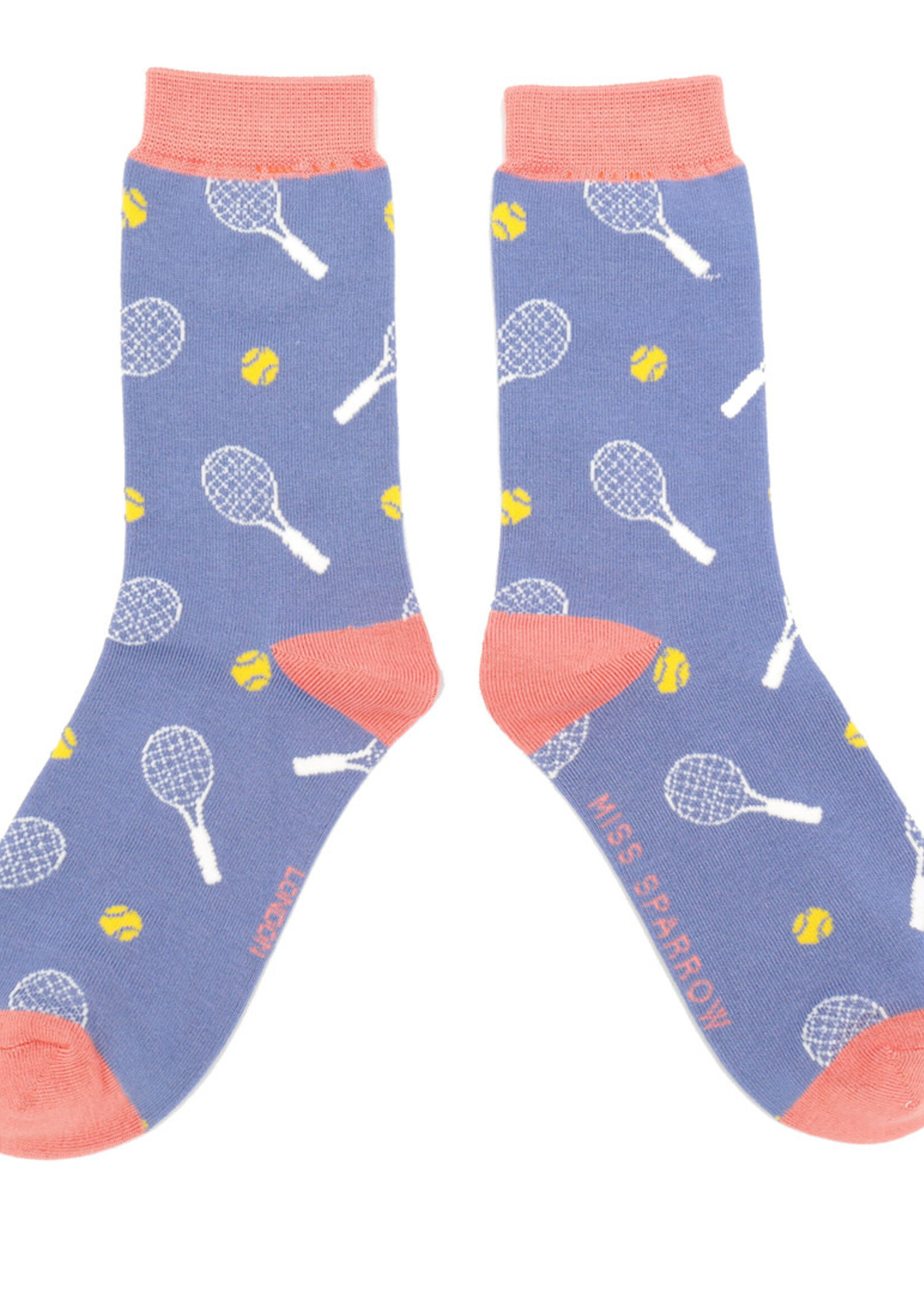 Lustige Bambus Socken - "Tennis" Lila (37-41)